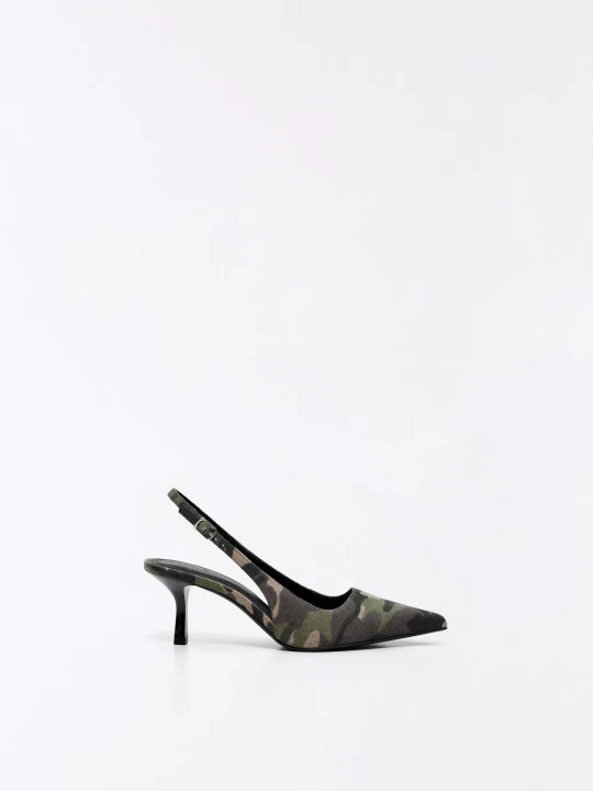 Zdjęcie produktu Bershka Buty Na Obcasie Typu Kitten Z Odkrytą Piętą Kobieta Kombinowany