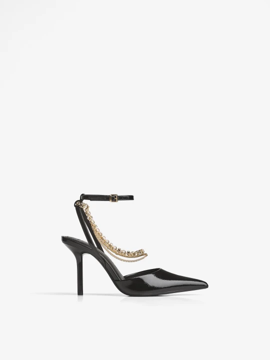 Zdjęcie produktu Bershka Buty Na Obcasie Z Łańcuszkami Kobieta Czarny