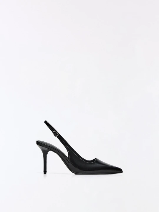 Zdjęcie produktu Bershka Buty Na Wysokim Obcasie Z Odkrytą Piętą Kobieta Czarny