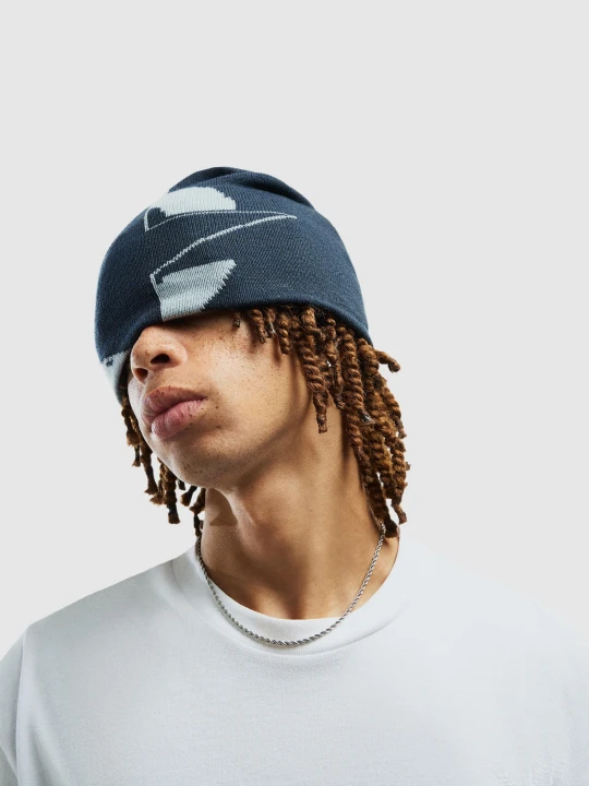 Zdjęcie produktu Bershka Czapka Beanie Z Nadrukiem Mężczyzna Niebieski