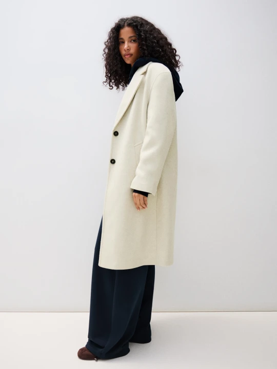 Zdjęcie produktu Bershka Długi Płaszcz Soft Touch Kobieta Piaskowy