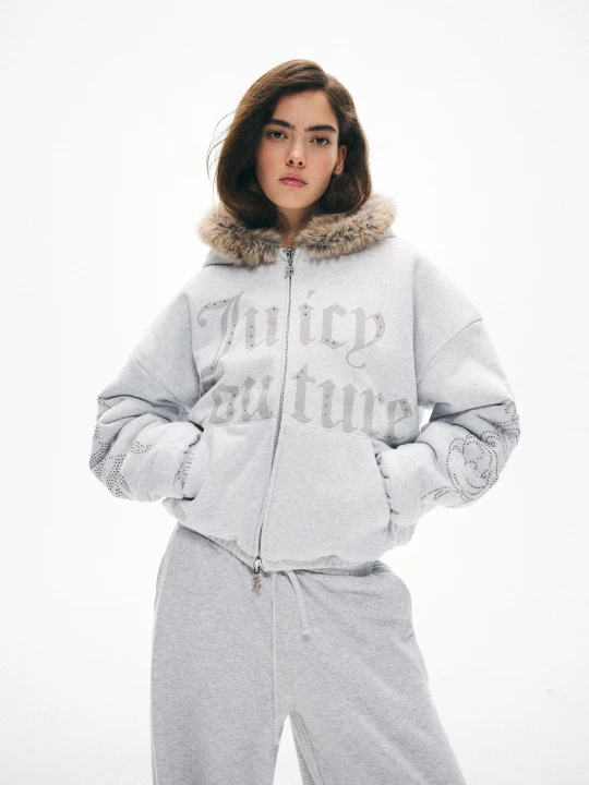 Zdjęcie produktu Bershka Dwustronna Kurtka Z Kapturem Juicy Couture X Bershka Kobieta Szary