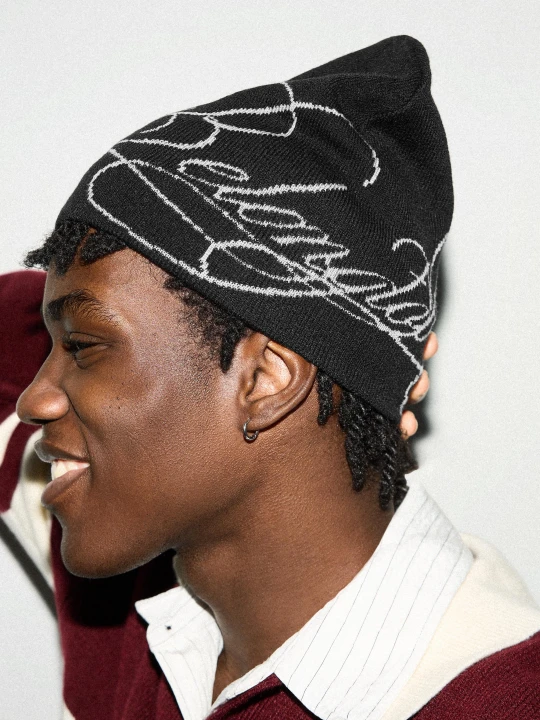 Zdjęcie produktu Bershka Dzianinowa Czapka Beanie Mężczyzna Czarny