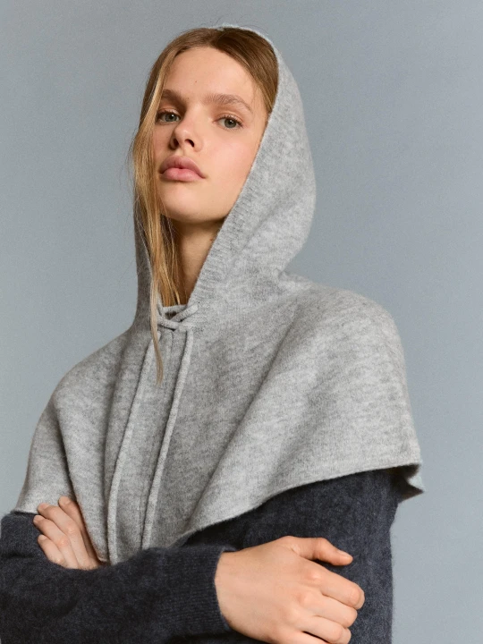 Zdjęcie produktu Bershka Dzianinowa Narzutka Z Wiązaniem Kobieta Szary