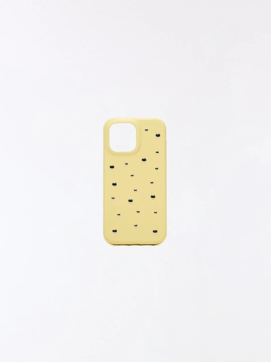 Zdjęcie produktu Bershka Etui Na Telefon Ze Sztucznej Skóry Z Ćwiekami Kobieta Iphone 13 / 14 / 15 Żółty