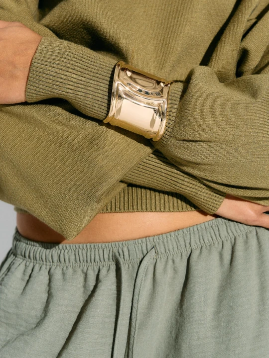 Zdjęcie produktu Bershka Gładka Bransoletka Cuff Kobieta Złoty