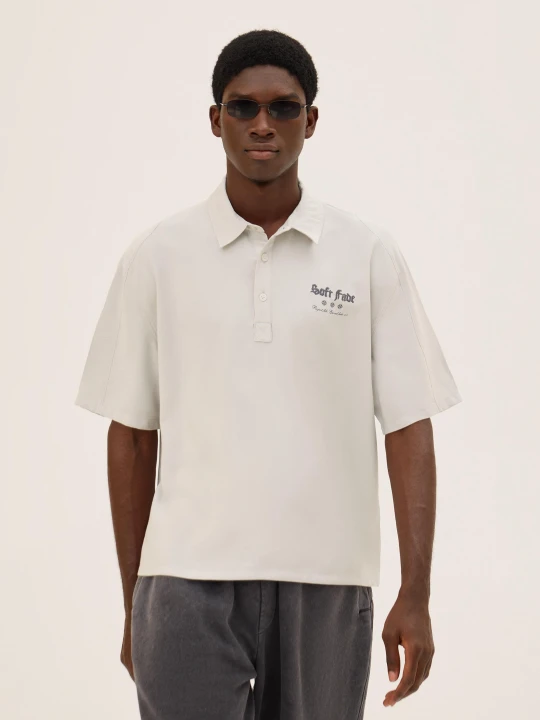 Zdjęcie produktu Bershka Haftowana Koszulka Polo Z Krótkim Rękawem Mężczyzna Szary