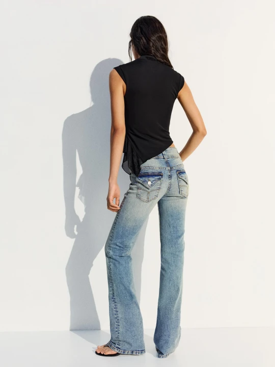 Zdjęcie produktu Bershka Jeansy Bootcut Z Niskim Stanem Kobieta Wyblakły Niebieski