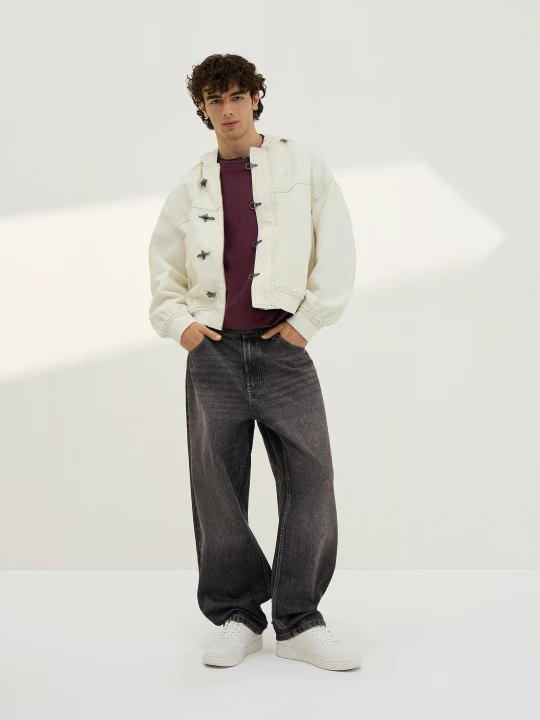 Zdjęcie produktu Bershka Jeansy O Kroju Baggy Mężczyzna Ciemnoszary