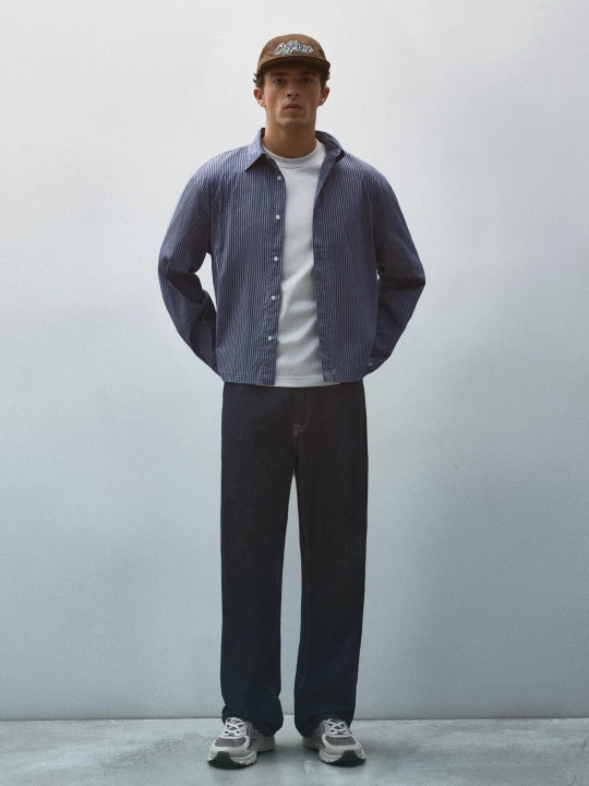 Zdjęcie produktu Bershka Jeansy O Kroju Baggy Mężczyzna Granatowy