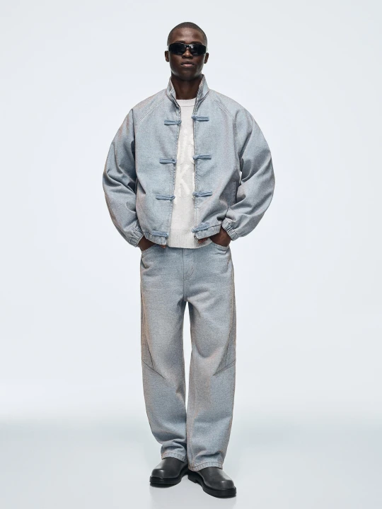 Zdjęcie produktu Bershka Jeansy O Kroju Baggy Mężczyzna Wyblakły Niebieski