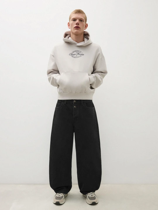 Zdjęcie produktu Bershka Jeansy O Kroju Barrel Fit Mężczyzna Czarny