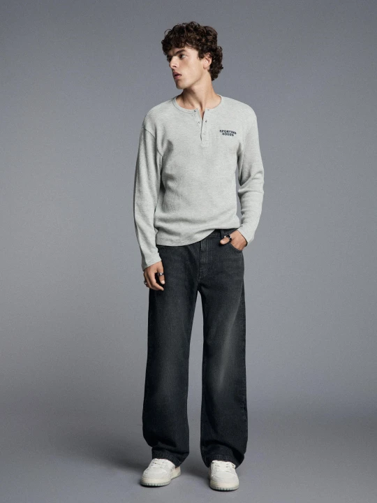 Zdjęcie produktu Bershka Jeansy O Kroju Barrel Twisted Mężczyzna Czarny