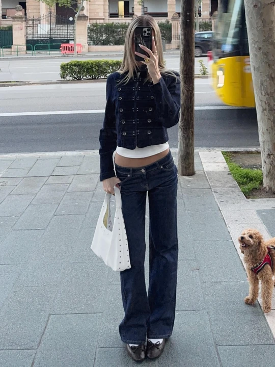 Zdjęcie produktu Bershka Jeansy O Kroju Bootcut Z Niskim Stanem Kobieta Granatowy