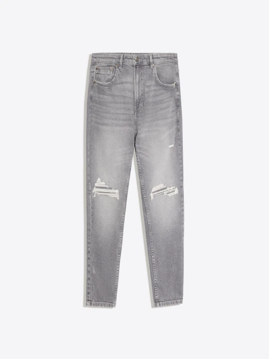 Zdjęcie produktu Bershka Jeansy O Kroju Carrot Z Dziurami Mężczyzna Szary