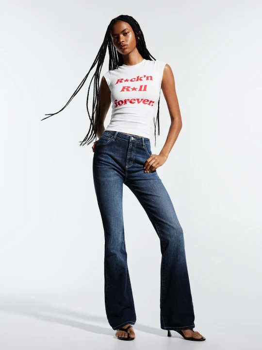 Zdjęcie produktu Bershka Jeansy O Kroju Flare Kobieta Niebieski