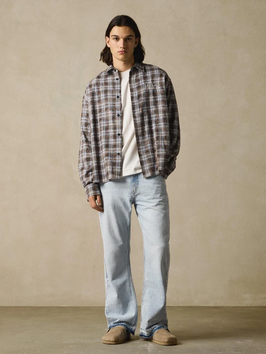 Zdjęcie produktu Bershka Jeansy O Kroju Flare Straight Mężczyzna Jasnoniebieski