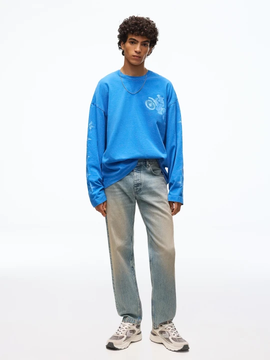 Zdjęcie produktu Bershka Jeansy O Kroju Slim Mężczyzna Wyblakły Niebieski