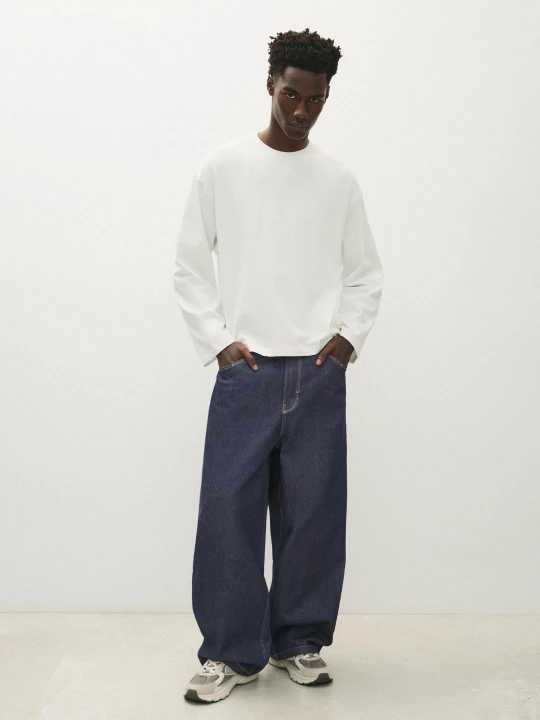 Zdjęcie produktu Bershka Jeansy O Kroju Super Baggy Mężczyzna Granatowy