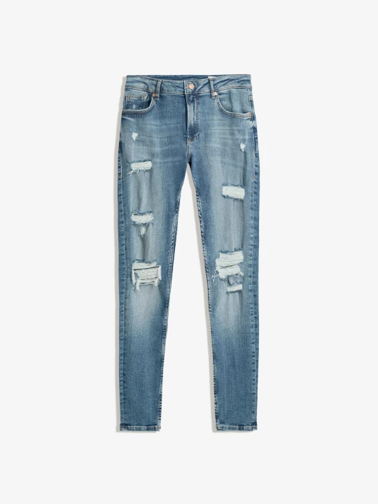 Zdjęcie produktu Bershka Jeansy Superskinny Z Dziurami Mężczyzna Wyblakły Niebieski