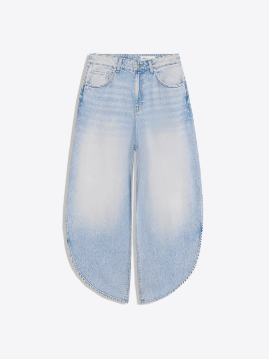 Zdjęcie produktu Bershka Jeansy Z Szerokimi Nogawkami I Rozcięciem Z Boku Kobieta Jasnoniebieski