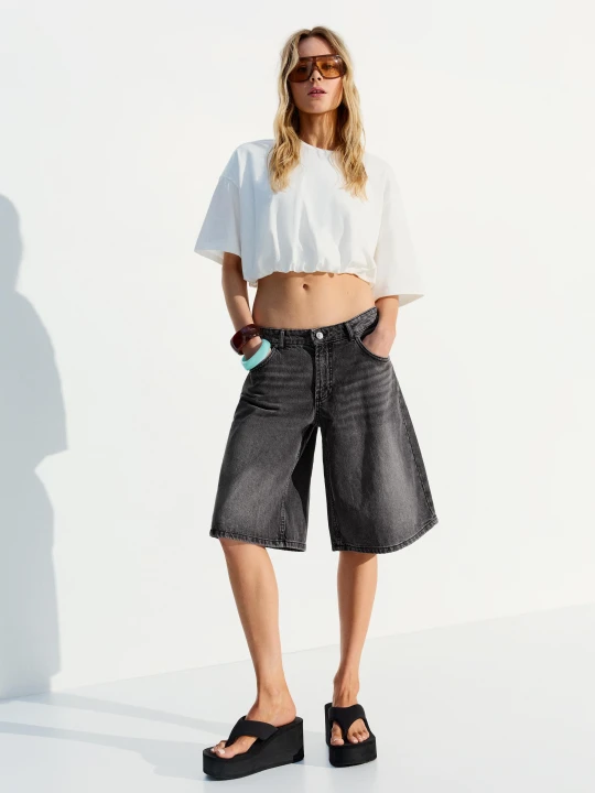 Zdjęcie produktu Bershka Jortsy O Kroju Baggy Kobieta Czarny
