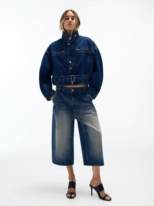 Zdjęcie produktu Bershka Jortsy Z Denimu W Stylu Skater Kobieta Niebieski