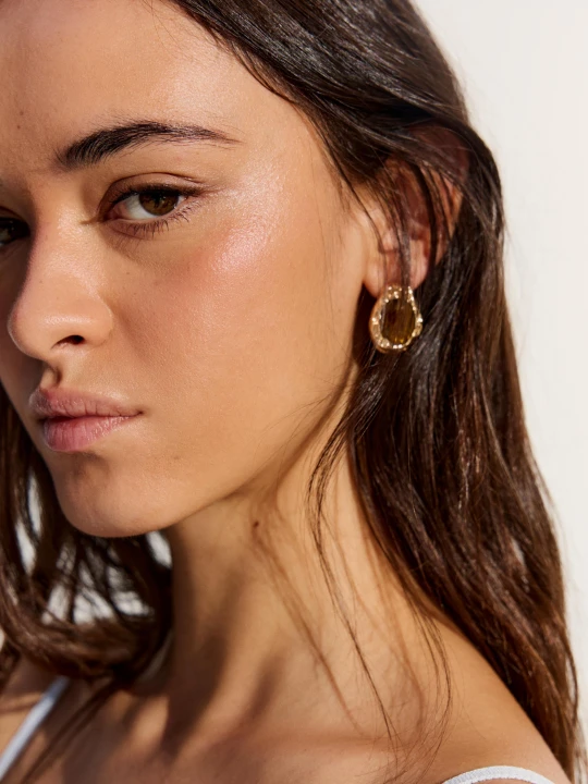 Zdjęcie produktu Bershka Kolczyki Z Kamieniami Kobieta Złoty