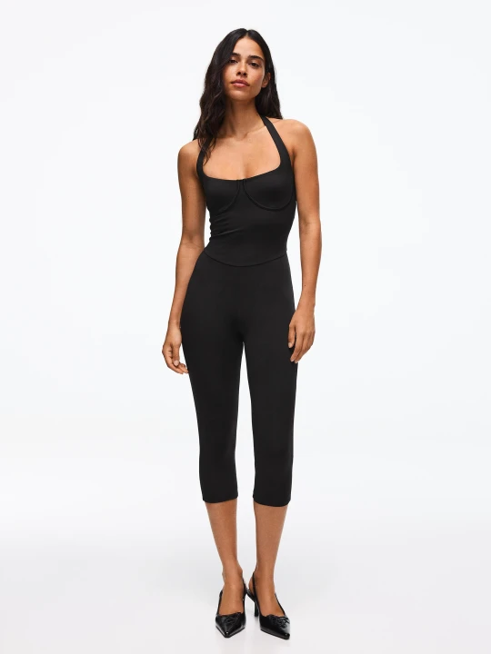 Zdjęcie produktu Bershka Kombinezon Halter Z Efektem Gorsetu Kobieta Czarny
