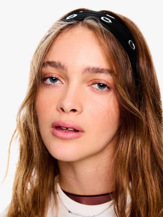 Zdjęcie produktu Bershka Komplet 2 Taśm Do Włosów Z Ćwiekami Kobieta Szary