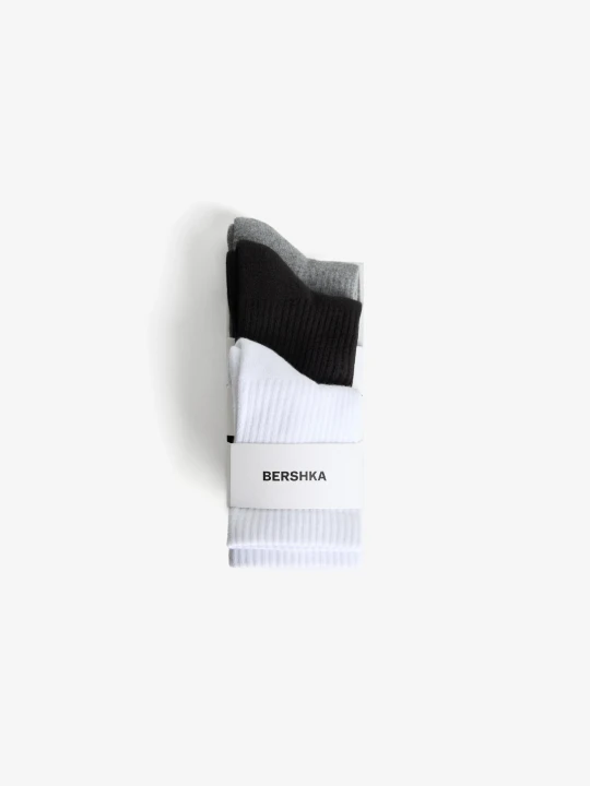 Zdjęcie produktu Bershka Komplet 3 Par Skarpetek Sportowych Mężczyzna Szary