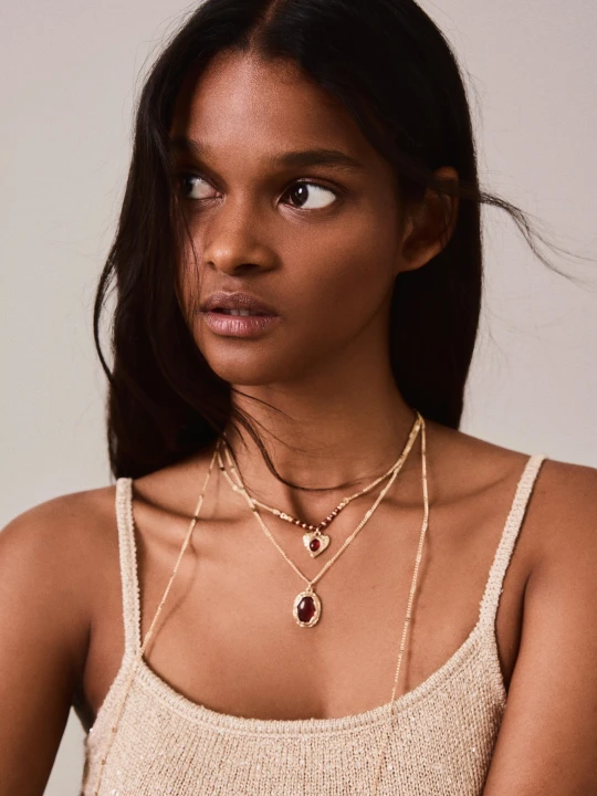 Zdjęcie produktu Bershka Komplet Naszyjników Z Koralikami Kobieta Złoty