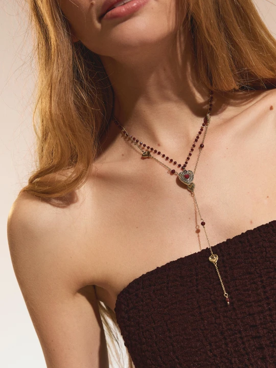 Zdjęcie produktu Bershka Komplet Naszyjników Z Sercami Kobieta Złoty