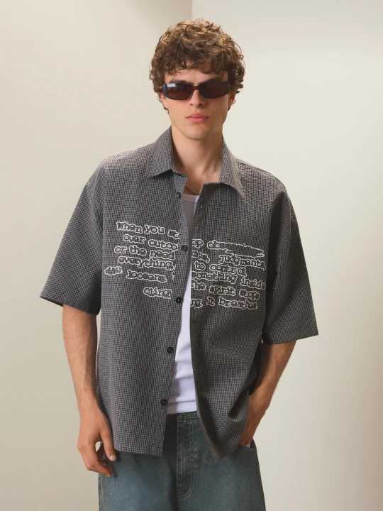 Zdjęcie produktu Bershka Koszula Oversize W Kratę Mężczyzna Czarny