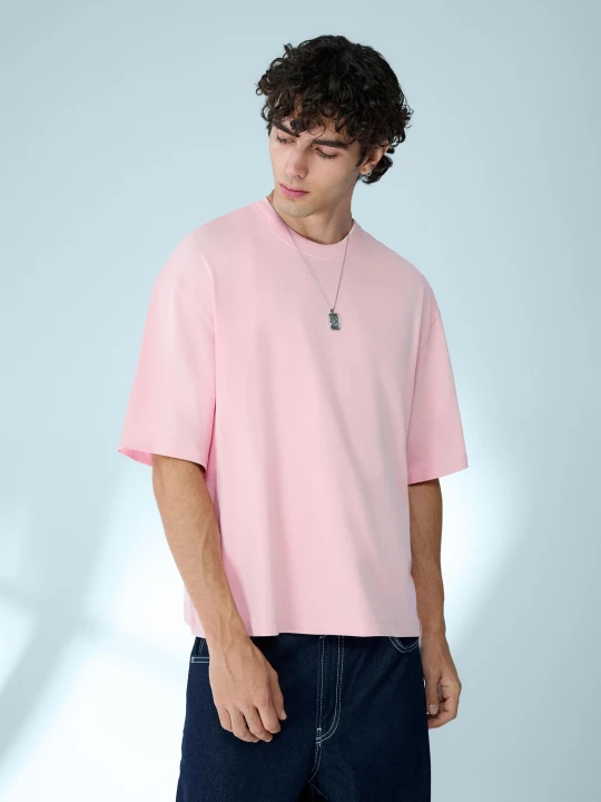 Zdjęcie produktu Bershka Koszulka Boxy Heavy Mężczyzna Różowy