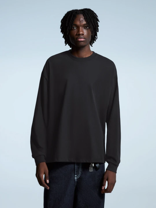 Zdjęcie produktu Bershka Koszulka Boxy Z Długim Rękawem Mężczyzna Czarny