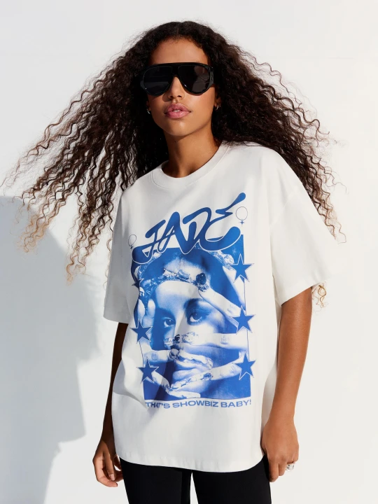 Zdjęcie produktu Bershka Koszulka Oversize Jade Kobieta Biały Złamany