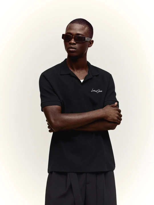 Zdjęcie produktu Bershka Koszulka Polo Z Krótkim Rękawem I Haftem Mężczyzna Czarny