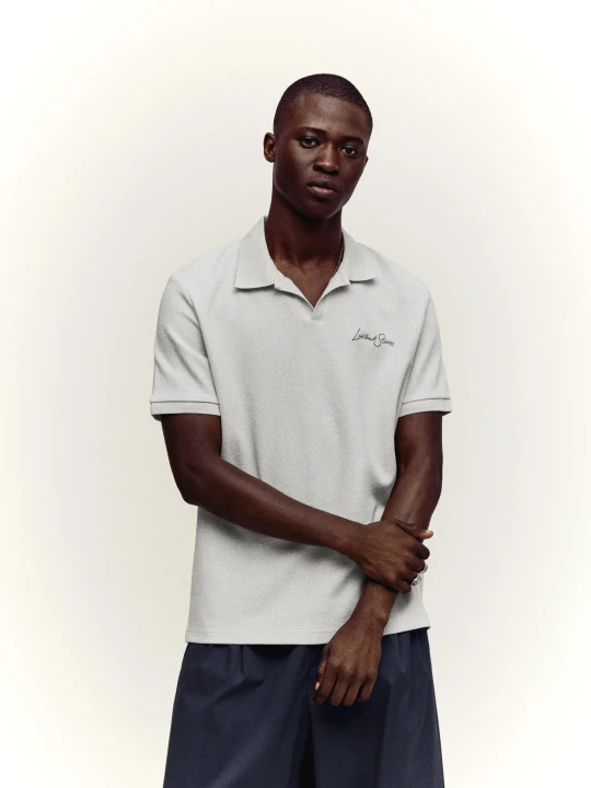 Zdjęcie produktu Bershka Koszulka Polo Z Krótkim Rękawem I Haftem Mężczyzna Popielaty