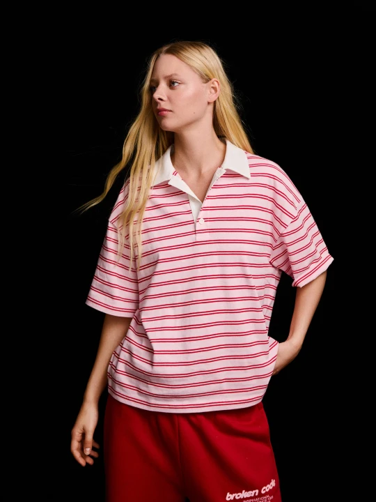 Zdjęcie produktu Bershka Koszulka Polo Z Krótkim Rękawem Kobieta Różowy