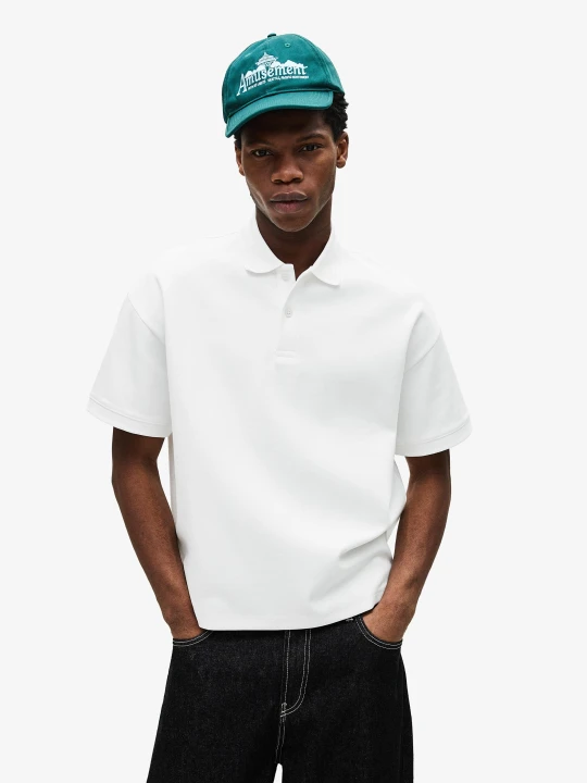 Zdjęcie produktu Bershka Koszulka Polo Z Krótkim Rękawem Mężczyzna Biały Złamany
