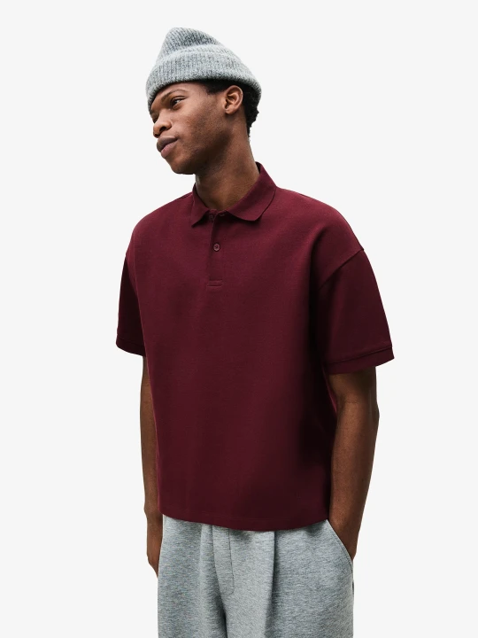 Zdjęcie produktu Bershka Koszulka Polo Z Krótkim Rękawem Mężczyzna Rubinowy