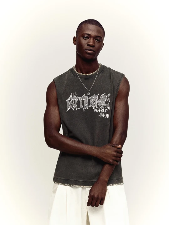 Zdjęcie produktu Bershka Koszulka Worker Z Efektem Spranego Nadruku Mężczyzna Czarny