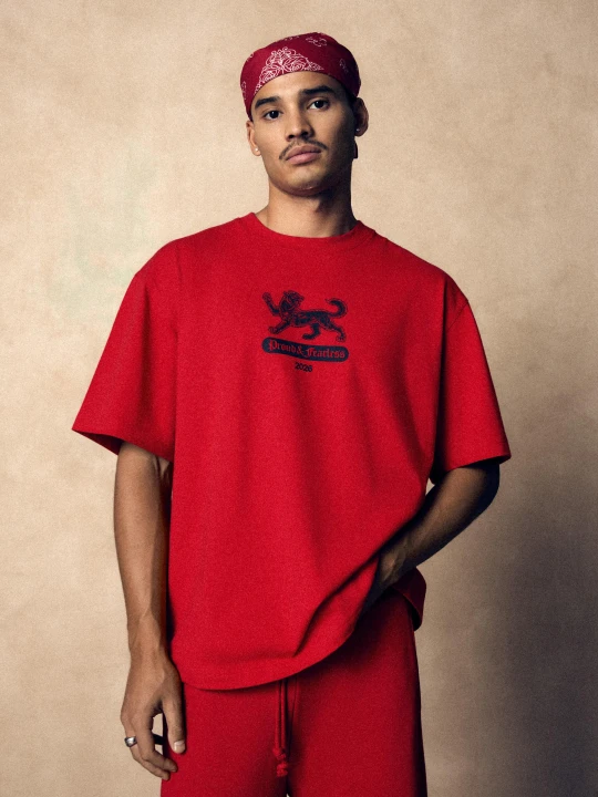 Zdjęcie produktu Bershka Koszulka Z Krótkim Rękawem I Nadrukiem Mężczyzna Czerwony