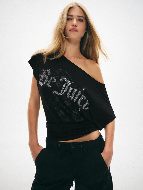 Zdjęcie produktu Bershka Koszulka Z Krótkim Rękawem Juicy Couture X Bershka Kobieta Czarny