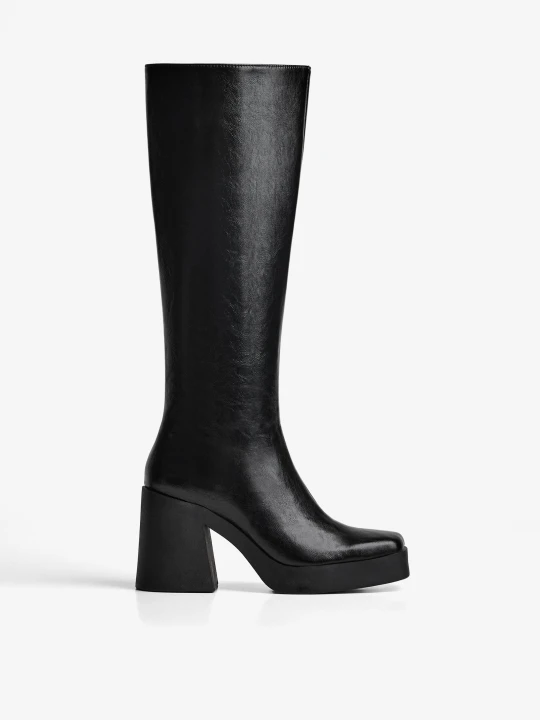 Zdjęcie produktu Bershka Kozaki Na Platformie I Obcasie Kobieta Czarny