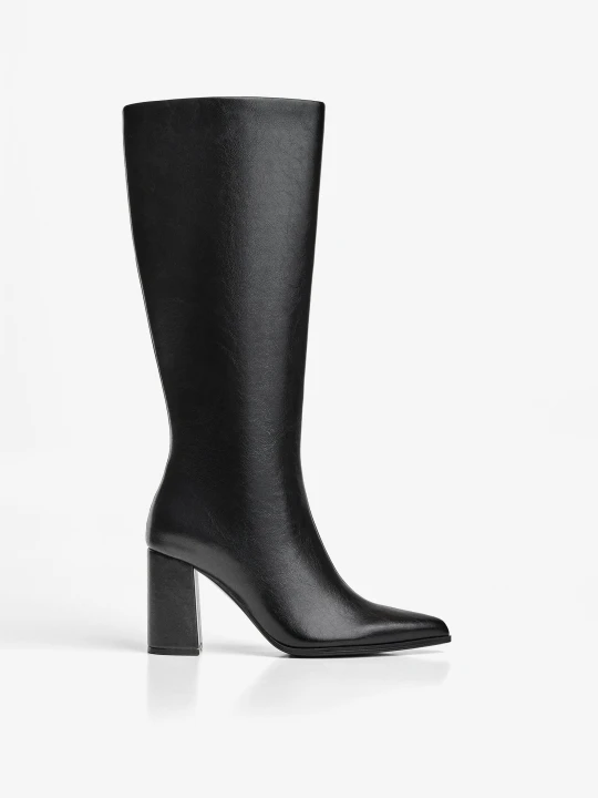 Zdjęcie produktu Bershka Kozaki Na Szerokim Obcasie Kobieta Czarny