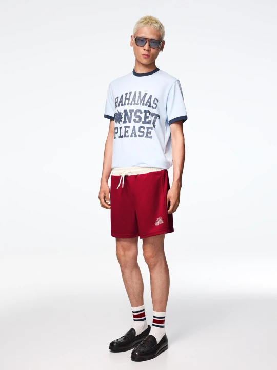 Zdjęcie produktu Bershka Krótkie Bermudy Z Naszywką Mężczyzna Bordowy