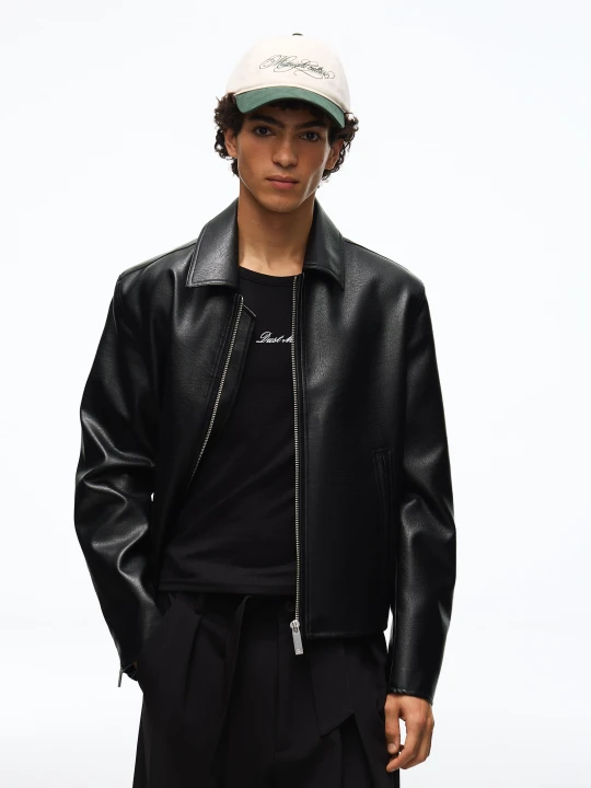 Zdjęcie produktu Bershka Kurtka Boxy Ze Sztucznej Skóry Mężczyzna Czarny