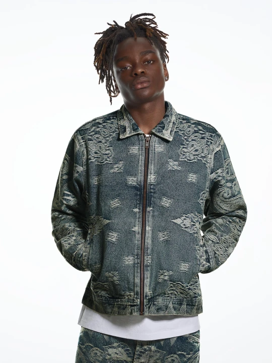 Zdjęcie produktu Bershka Kurtka Jeansowa Aries X Bershka Mężczyzna Wyblakły Niebieski